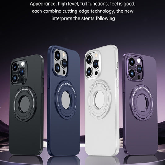 For iPhone 15 Pro Matte Magsafe Magnetic Phone Case with Trolley Holder(White) - iPhone 15 Pro Cases by buy2fix | Online Shopping UK | buy2fix