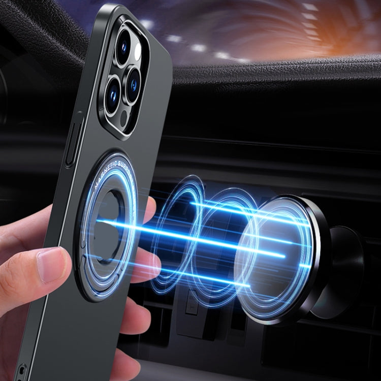 For iPhone 15 Matte Magsafe Magnetic Phone Case with Trolley Holder(Black) - iPhone 15 Cases by buy2fix | Online Shopping UK | buy2fix