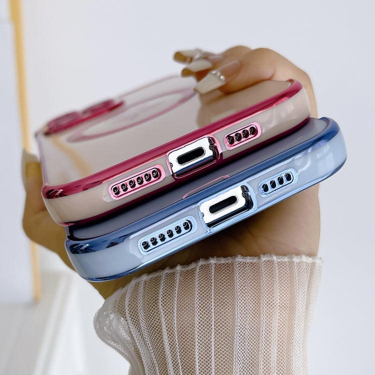 For iPhone 15 Plus Electroplate Side Roses Flower MagSafe Phone Case(Dark Purple) - iPhone 15 Plus Cases by buy2fix | Online Shopping UK | buy2fix