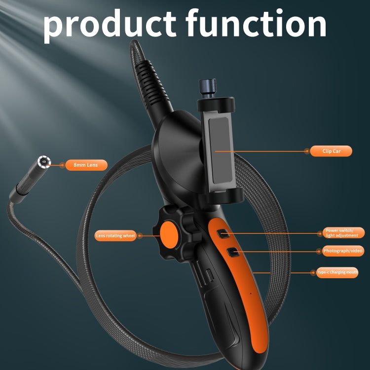 F180 8mm Lens 360 degree Free Spins Automotive Repair Endoscope, Spec:1m Soft Tube by buy2fix