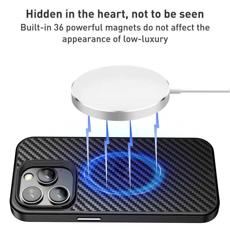 For iPhone 15 Pro wlons Magsafe Carbon Fiber Kevlar TPU Phone Case(Black) - iPhone 15 Pro Cases by wlons | Online Shopping UK | buy2fix