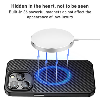 For iPhone 15 Pro wlons Magsafe Carbon Fiber Kevlar TPU Phone Case(Black) - iPhone 15 Pro Cases by wlons | Online Shopping UK | buy2fix