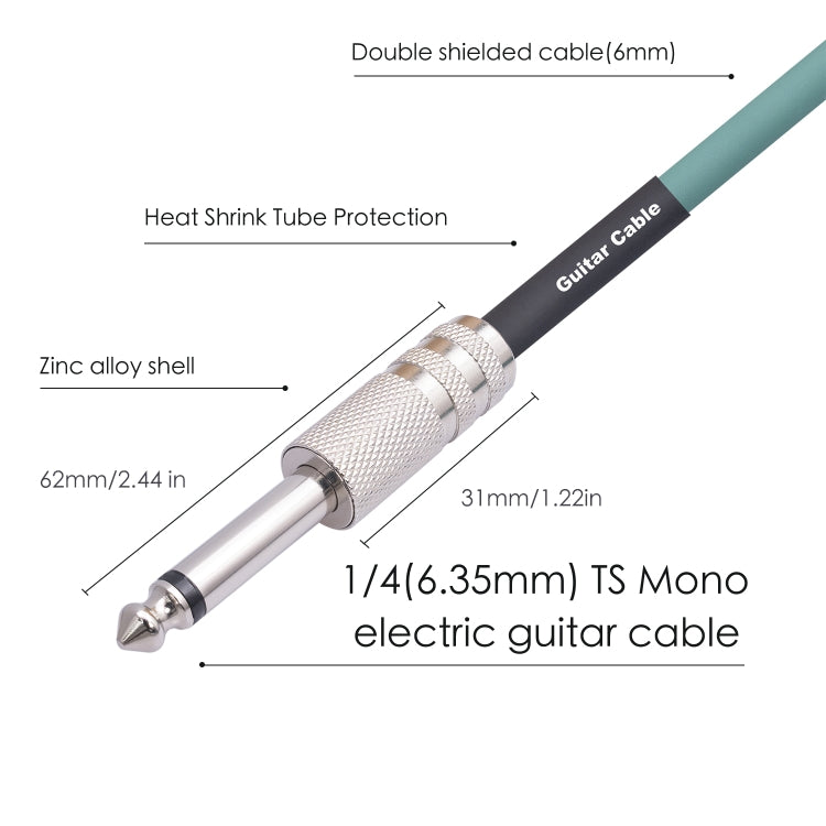 3045GR Mono 6.35mm Plug Male to Male Electric Guitar Audio Cable, Length:1m by buy2fix