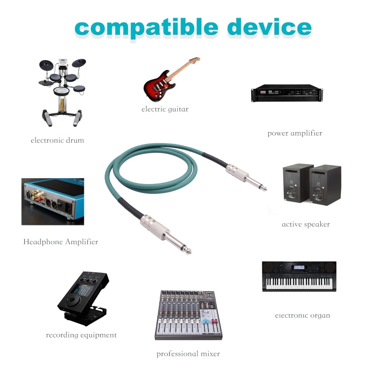 3045GR Mono 6.35mm Plug Male to Male Electric Guitar Audio Cable, Length:1m by buy2fix