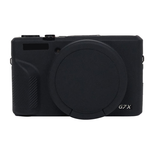 For Canon PowerShot G7 X Mark III / G7X3 Soft Silicone Protective Case with Lens Cover(Black)