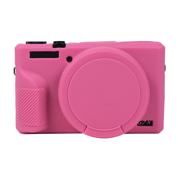 For Canon PowerShot G7 X Mark III / G7X3 Soft Silicone Protective Case with Lens Cover(Rose Red) by buy2fix