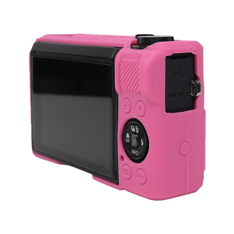 For Canon PowerShot G7 X Mark III / G7X3 Soft Silicone Protective Case with Lens Cover(Rose Red) by buy2fix