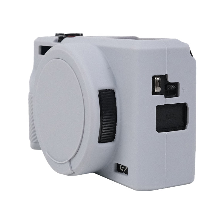 For Canon PowerShot G7 X Mark III / G7X3 Soft Silicone Protective Case with Lens Cover(Grey) by buy2fix