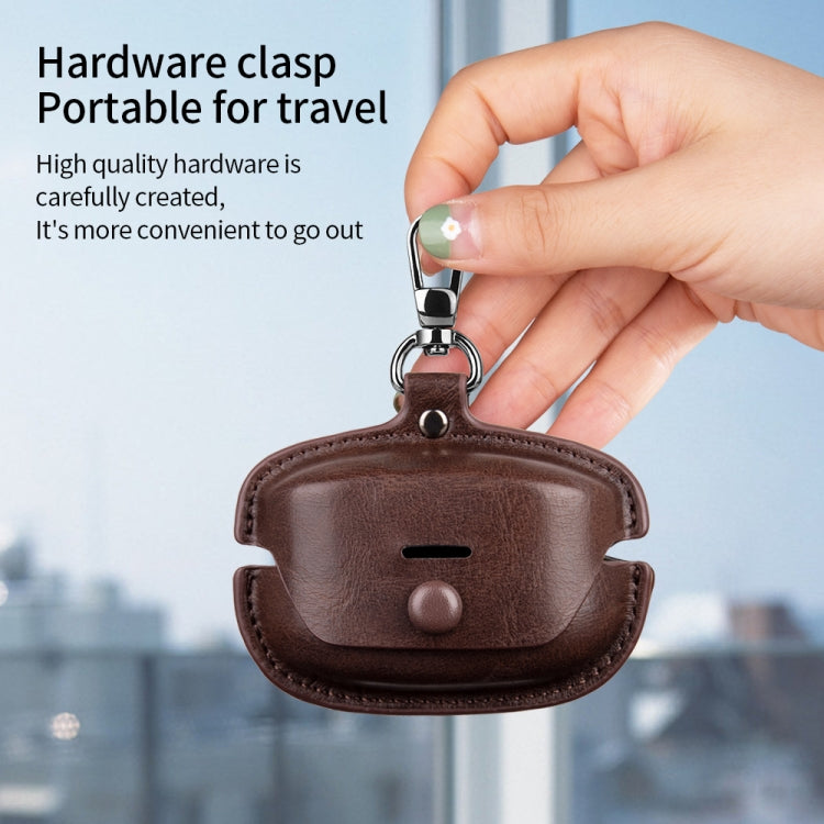 For Sony WF-1000XM4 Leather TWS Earphone Protective Case with Hook(Dark Brown) - Other Earphone Case by buy2fix | Online Shopping UK | buy2fix