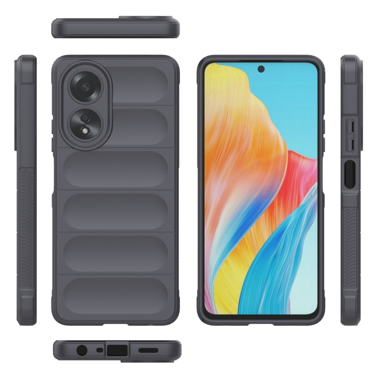For OPPO A58 4G Global Magic Shield TPU + Flannel Phone Case(Dark Grey) - OPPO Cases by buy2fix | Online Shopping UK | buy2fix