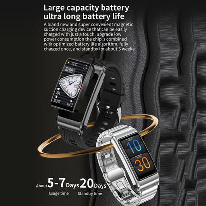 K80 1.57 inch Leather Band IP67 Earphone Detachable Smart Watch Support Bluetooth Call(Black) by buy2fix