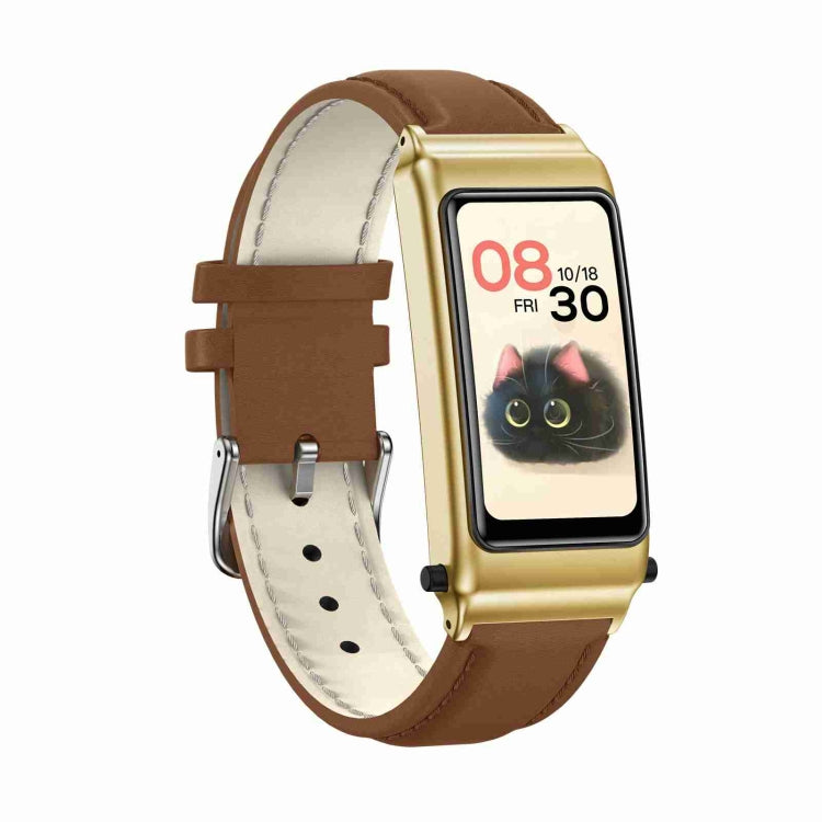 K80 1.57 inch Leather Band IP67 Earphone Detachable Smart Watch Support Bluetooth Call(Gold) by buy2fix