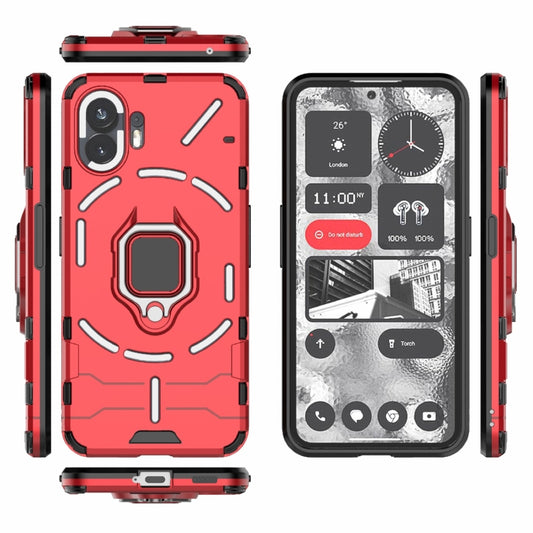 For Nothing Phone 2 Shockproof PC + TPU Holder Phone Case(Red) - Nothing Cases by buy2fix | Online Shopping UK | buy2fix
