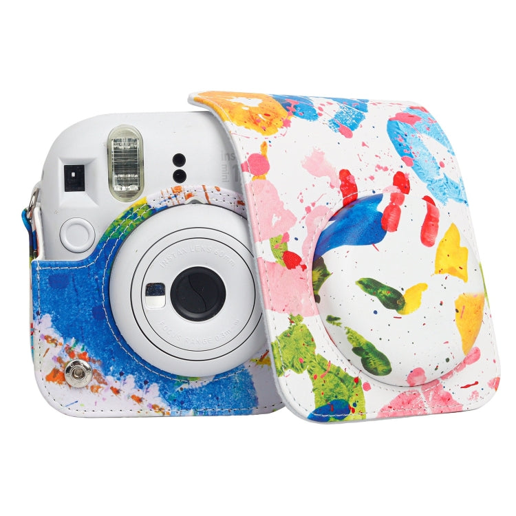 For FUJIFILM instax mini 12 Painted Full Body Leather Case Camera Bag with Strap(Watercolor Palm) by buy2fix