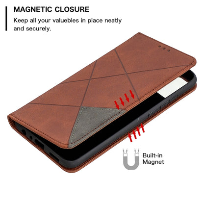 For Huawei Honor 9X Lite Rhombus Texture Horizontal Flip Magnetic Leather Case with Holder & Card Slots & Wallet(Brown) by buy2fix