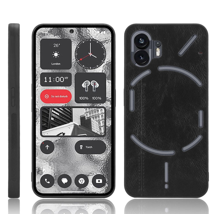 For Nothing Phone 2 Cow Pattern Sewing Back Cover Phone Case(Black) - Nothing Cases by buy2fix | Online Shopping UK | buy2fix