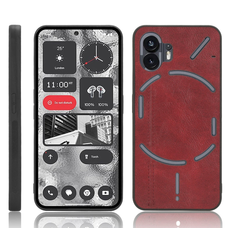 For Nothing Phone 2 Cow Pattern Sewing Back Cover Phone Case(Red) - Nothing Cases by buy2fix | Online Shopping UK | buy2fix