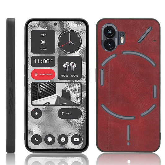 For Nothing Phone 2 Cow Pattern Sewing Back Cover Phone Case(Red) - Nothing Cases by buy2fix | Online Shopping UK | buy2fix