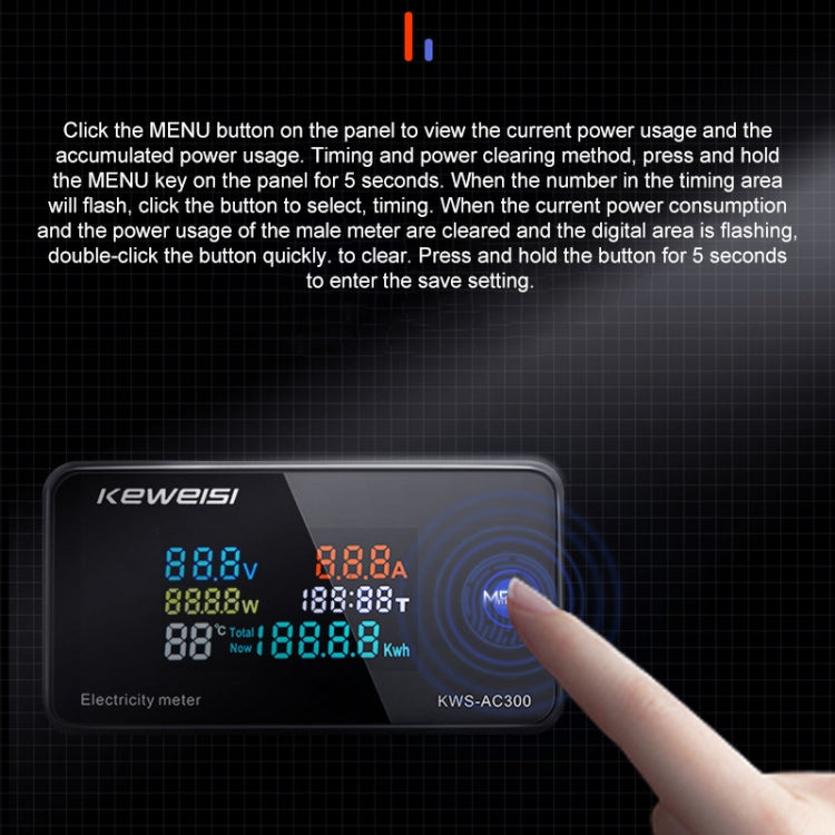 KWS-AC300-100A 50-300V AC Digital Current Voltmeter with Closed Transformer(Black) by buy2fix