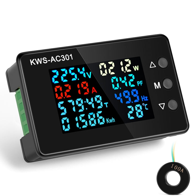 KWS-AC301L-100A 50-300V AC Digital Display Closed Current Voltmeter with 485 Communication(Black) by buy2fix