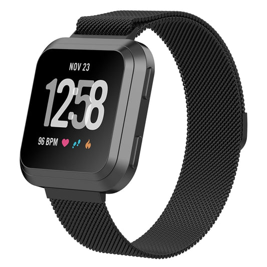 For Fitbit Versa 2 / Fitbit Versa / Fitbit Versa Lite Milanese Watch Band,, Small Size: 2.3x22.5cm(Black) - Watch Bands by buy2fix | Online Shopping UK | buy2fix