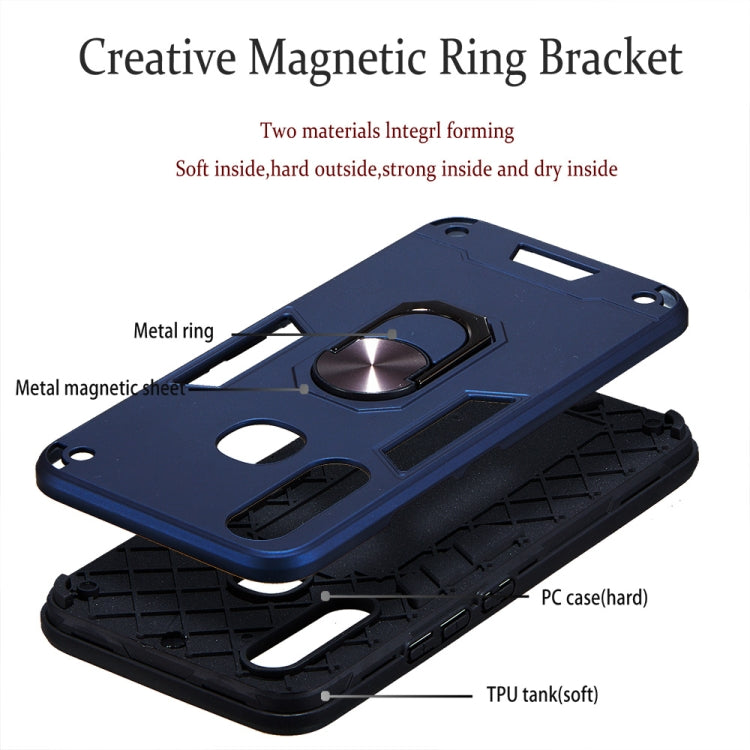 For vivo Y17 / Y15 / Y12 / U10 / Y11 / Y3 2 in 1 Armour Series PC + TPU Protective Case with Ring Holder(Royal Blue) by buy2fix
