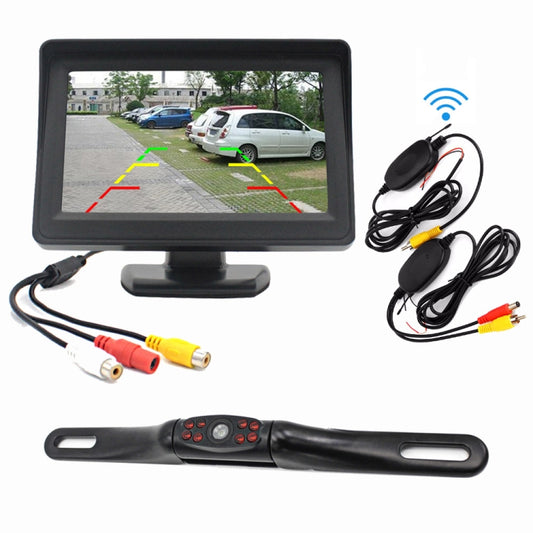 PZ703 413C-W Car Waterproof External Wireless Reversing Image Night Vision Camera + 4.3 inch Rearview Monitor - Rear View Cameras by buy2fix | Online Shopping UK | buy2fix