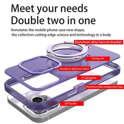 For iPhone 14 MagSafe Metal Holder Frosted Translucent Phone Case(Dark Purple) by buy2fix