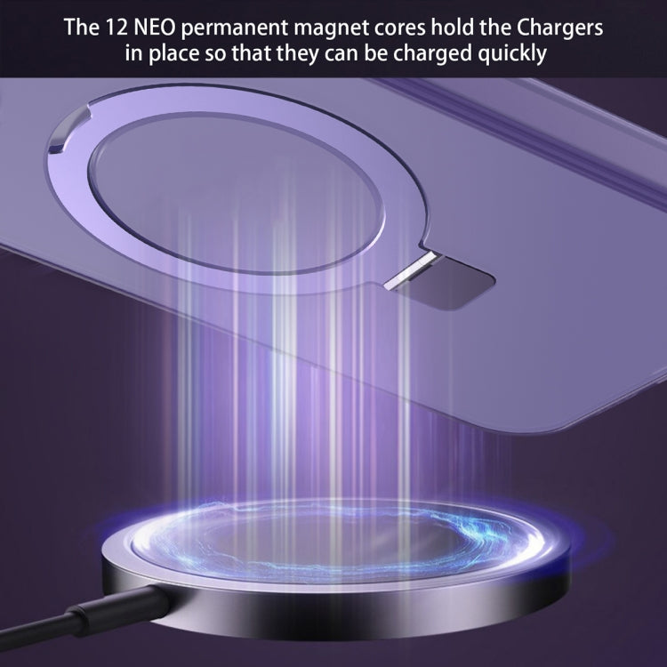 For iPhone 15 Pro Max MagSafe Metal Holder Frosted Translucent Phone Case(Royal Blue) - iPhone 15 Pro Max Cases by buy2fix | Online Shopping UK | buy2fix