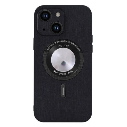 For iPhone 15 Cloth Texture MagSafe Magnetic PU Phone Case(Black) - iPhone 15 Cases by buy2fix | Online Shopping UK | buy2fix