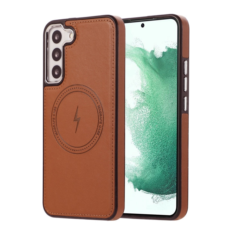 For Samsung Galaxy S23 5G Side Leather Magsafe Phone Case(Brown) - Galaxy S23 5G Cases by buy2fix | Online Shopping UK | buy2fix