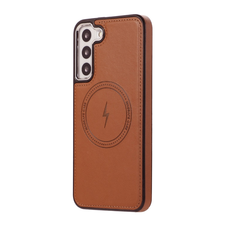 For Samsung Galaxy S23 5G Side Leather Magsafe Phone Case(Brown) - Galaxy S23 5G Cases by buy2fix | Online Shopping UK | buy2fix
