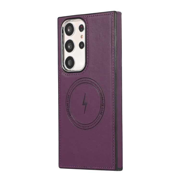 For Samsung Galaxy S22 Ultra 5G Side Leather Magsafe Phone Case(Dark Purple) - Galaxy S22 Ultra 5G Cases by buy2fix | Online Shopping UK | buy2fix