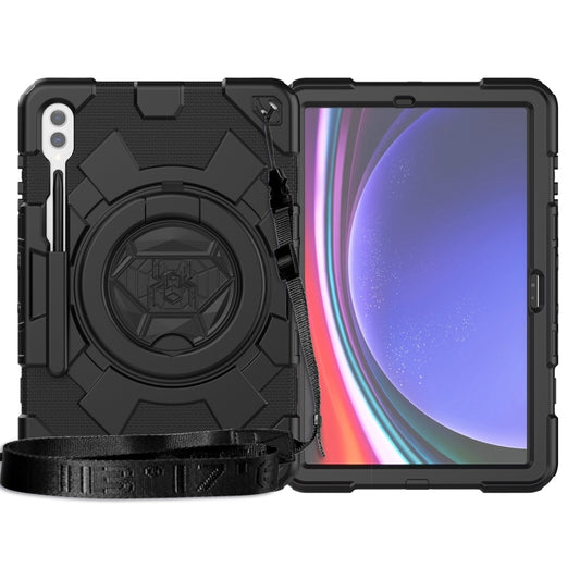 For Samsung Galaxy Tab S9+ / S10+ Spider Rotation Handle Silicone Hybrid PC Tablet Case(Black) - Galaxy Tab S9+ Cases by buy2fix | Online Shopping UK | buy2fix