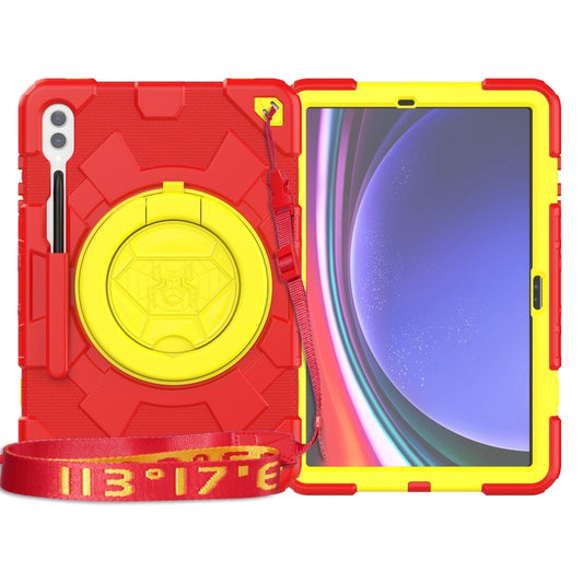 For Samsung Galaxy Tab S9+ / S10+ Spider Rotation Handle Silicone Hybrid PC Tablet Case(Yellow Red) - Galaxy Tab S9+ Cases by buy2fix | Online Shopping UK | buy2fix