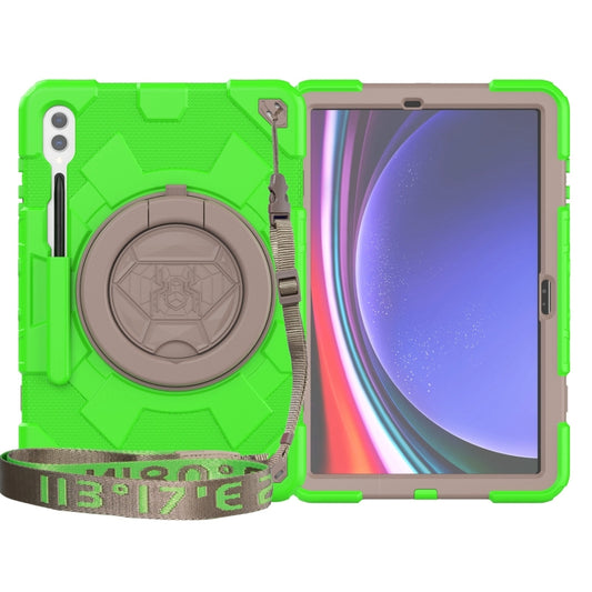 For Samsung Galaxy Tab S9+ / S10+ Spider Rotation Handle Silicone Hybrid PC Tablet Case(Grey Green) - Galaxy Tab S9+ Cases by buy2fix | Online Shopping UK | buy2fix