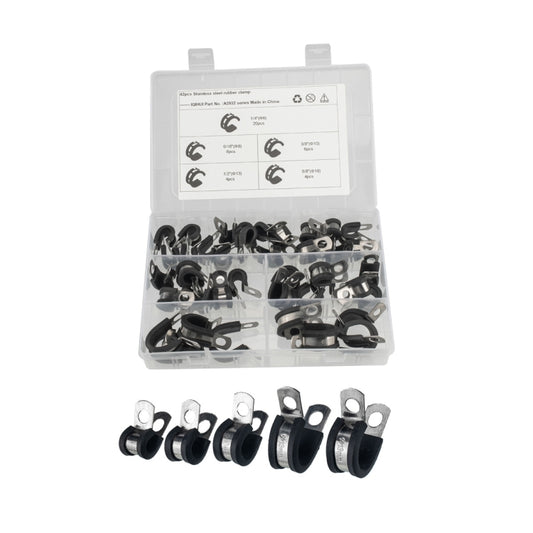 42 PCS Car Rubber Cushion Pipe Clamps Stainless Steel Clamps - Booster Cable & Clip by buy2fix | Online Shopping UK | buy2fix