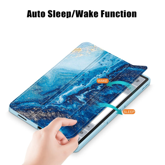 For Lenovo Tab P12 12.7 /P12 Pro 2nd Gen 3-folding Painted TPU Smart Leather Tablet Case(Waves) - Lenovo by buy2fix | Online Shopping UK | buy2fix