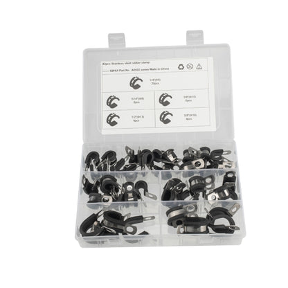 42 PCS Car Rubber Cushion Pipe Clamps Stainless Steel Clamps - Booster Cable & Clip by buy2fix | Online Shopping UK | buy2fix