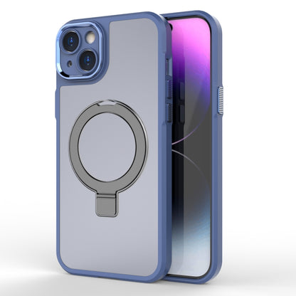 For iPhone 15 MagSafe Magnetic Metal Holder Phone Case(Blue) - iPhone 15 Cases by buy2fix | Online Shopping UK | buy2fix