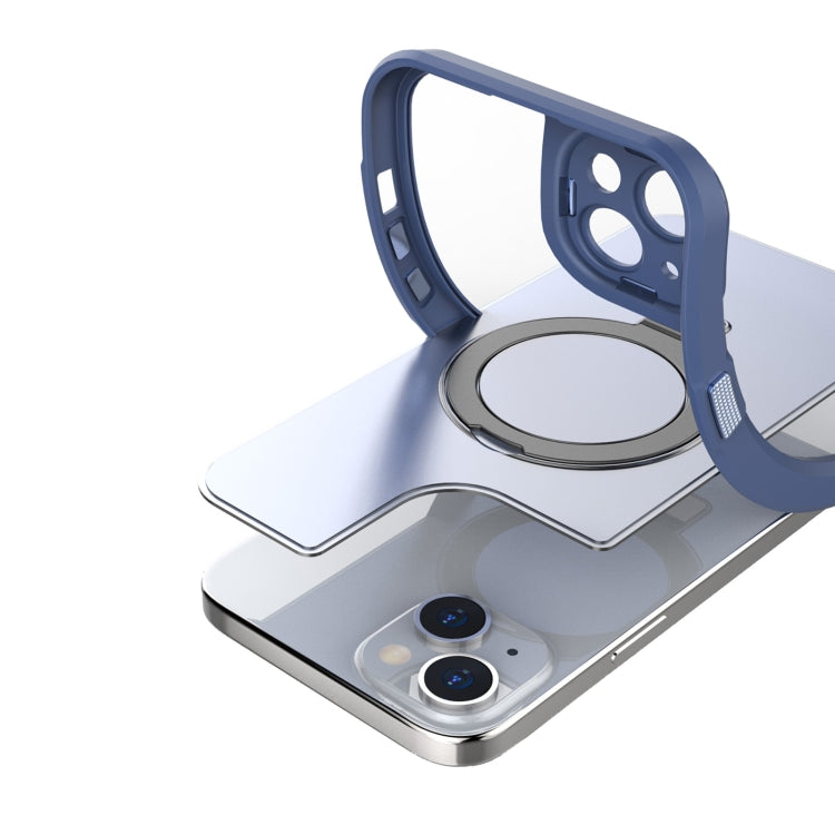 For iPhone 15 MagSafe Magnetic Metal Holder Phone Case(Blue) - iPhone 15 Cases by buy2fix | Online Shopping UK | buy2fix