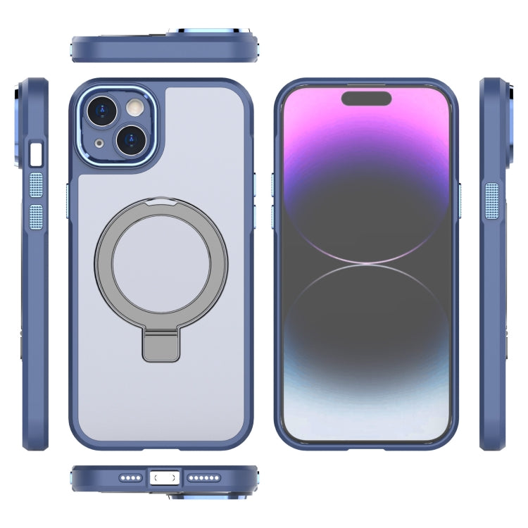 For iPhone 15 MagSafe Magnetic Metal Holder Phone Case(Blue) - iPhone 15 Cases by buy2fix | Online Shopping UK | buy2fix