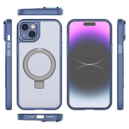 For iPhone 15 MagSafe Magnetic Metal Holder Phone Case(Blue) - iPhone 15 Cases by buy2fix | Online Shopping UK | buy2fix