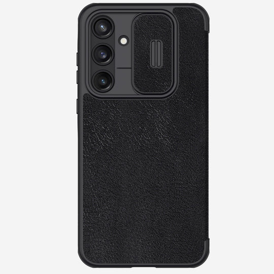 For Samsung Galaxy A55 NILLKIN QIN Series Pro Sliding Camera Cover Design Leather Phone Case(Black)