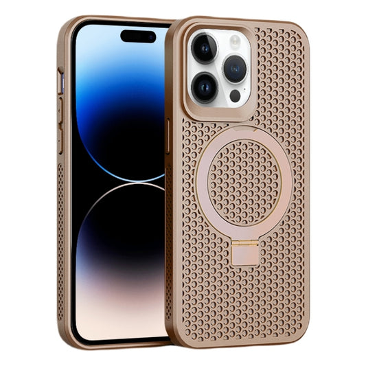 For iPhone 15 Pro Max Skin Feel PC+TPU Cooling Magnetic Magsafe Phone Case with Stand(Pink) - iPhone 15 Pro Max Cases by buy2fix | Online Shopping UK | buy2fix