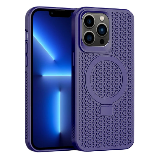 For iPhone 13 Pro Skin Feel PC+TPU Cooling Magnetic Magsafe Phone Case with Stand(Purple) - iPhone 13 Pro Cases by buy2fix | Online Shopping UK | buy2fix