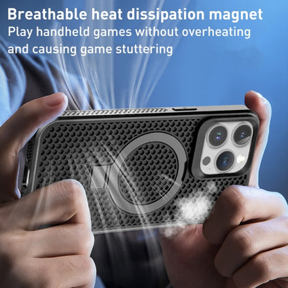 For iPhone 12 Pro Max Skin Feel PC+TPU Cooling Magnetic Magsafe Phone Case with Stand(Black) by buy2fix