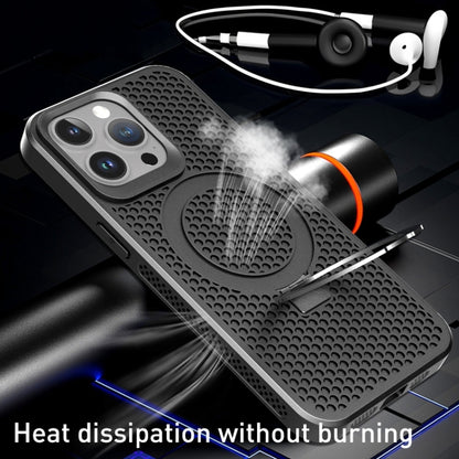 For iPhone 12 Pro Max Skin Feel PC+TPU Cooling Magnetic Magsafe Phone Case with Stand(Black) by buy2fix