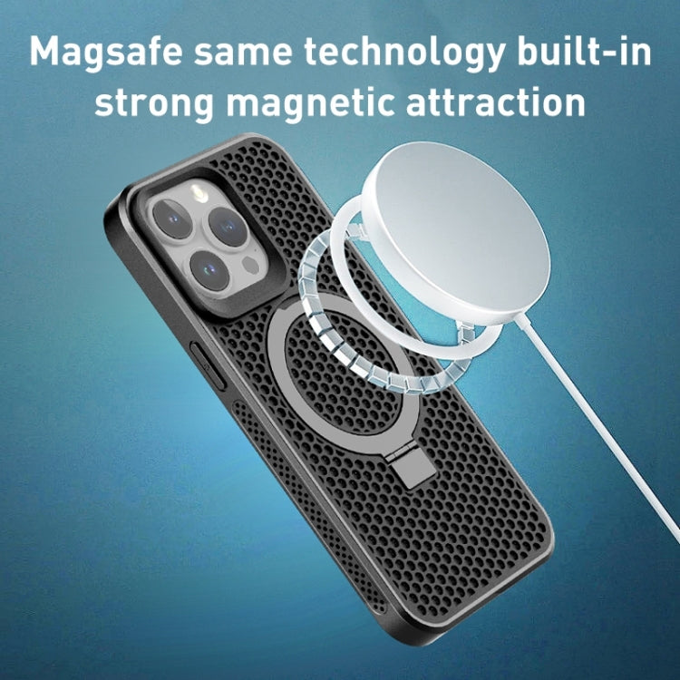 For iPhone 12 Pro Max Skin Feel PC+TPU Cooling Magnetic Magsafe Phone Case with Stand(Black) by buy2fix