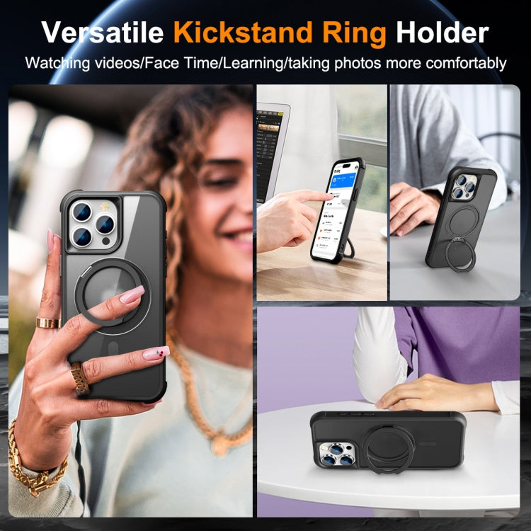 For iPhone 15 Pro Max MagSafe Magnetic Rotating Holder Phone Case(Black) by buy2fix